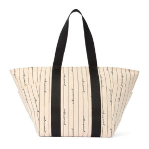 Bolsa Victoria’s Secret Weekend Tote – Bege com Listras Pretas, Original, Grande e Espaçosa