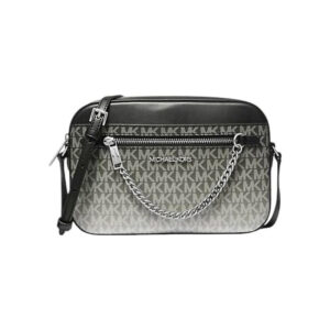 Bolsa Michael Kors Jet Set Large East/West Zip Chain Crossbody – Signature Black/White, Original