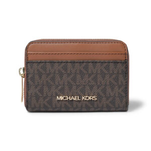 Carteira Compacta com Zíper e Porta‑Cartões Michael Kors - Jet Set Travel Card Case Brown (Marrom com Monograma)