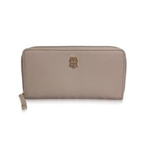 Carteira Feminina Tommy Hilfiger – Grande – Couro Texturizado – Zíper Interno – Porta‑Cartões – Original