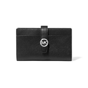Carteira Michael Kors Greenwich Medium Bi‑Fold Wallet Black (Preto) – Couro Legítimo