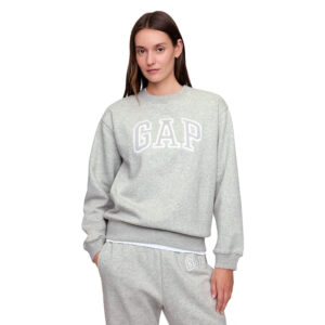 Moletom Feminino GAP Logo Sweatshirt – Original – Fleece Macio – Cor Light Heather Gray – Tamanho G