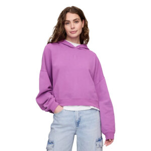 Moletom Feminino GAP Relaxed Mini‑Logo Cropped Hoodie