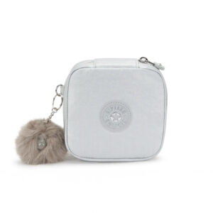 Porta‑Jóias Luz Cinza Metálico Kipling – Estojo Organizador Compacto em Nylon com Divisórias