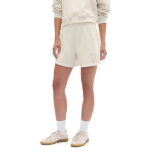 Shorts Feminino GAP Logo Pull‑On – Tan Chino (Bege Clássico) – Fleece Macio – Cintura Elástica – Logo GAP